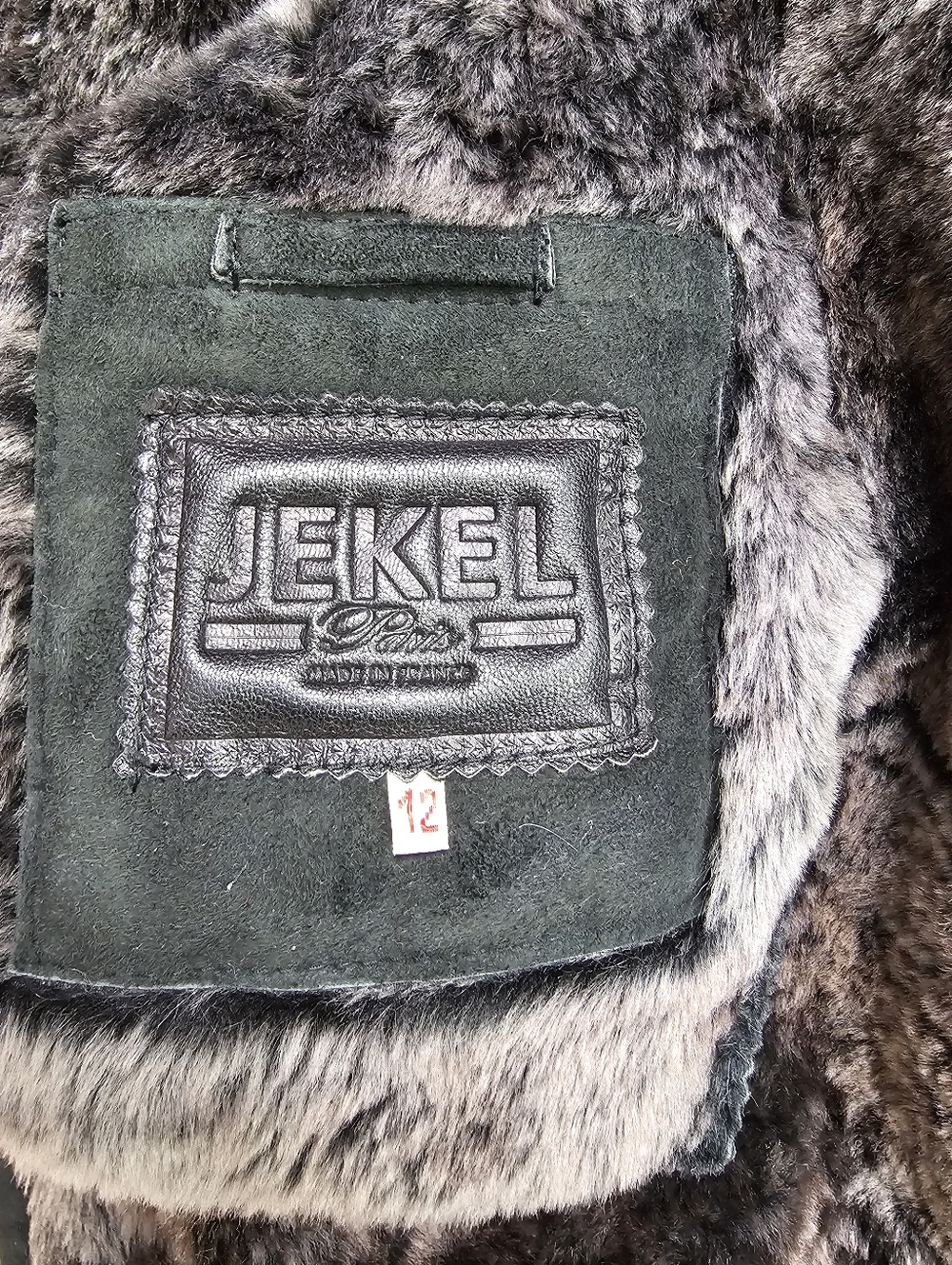 Jekel Vintage Black Sheepskin Suede Shearling Coat with Fur Lining Size 12 - Picture 10 of 12